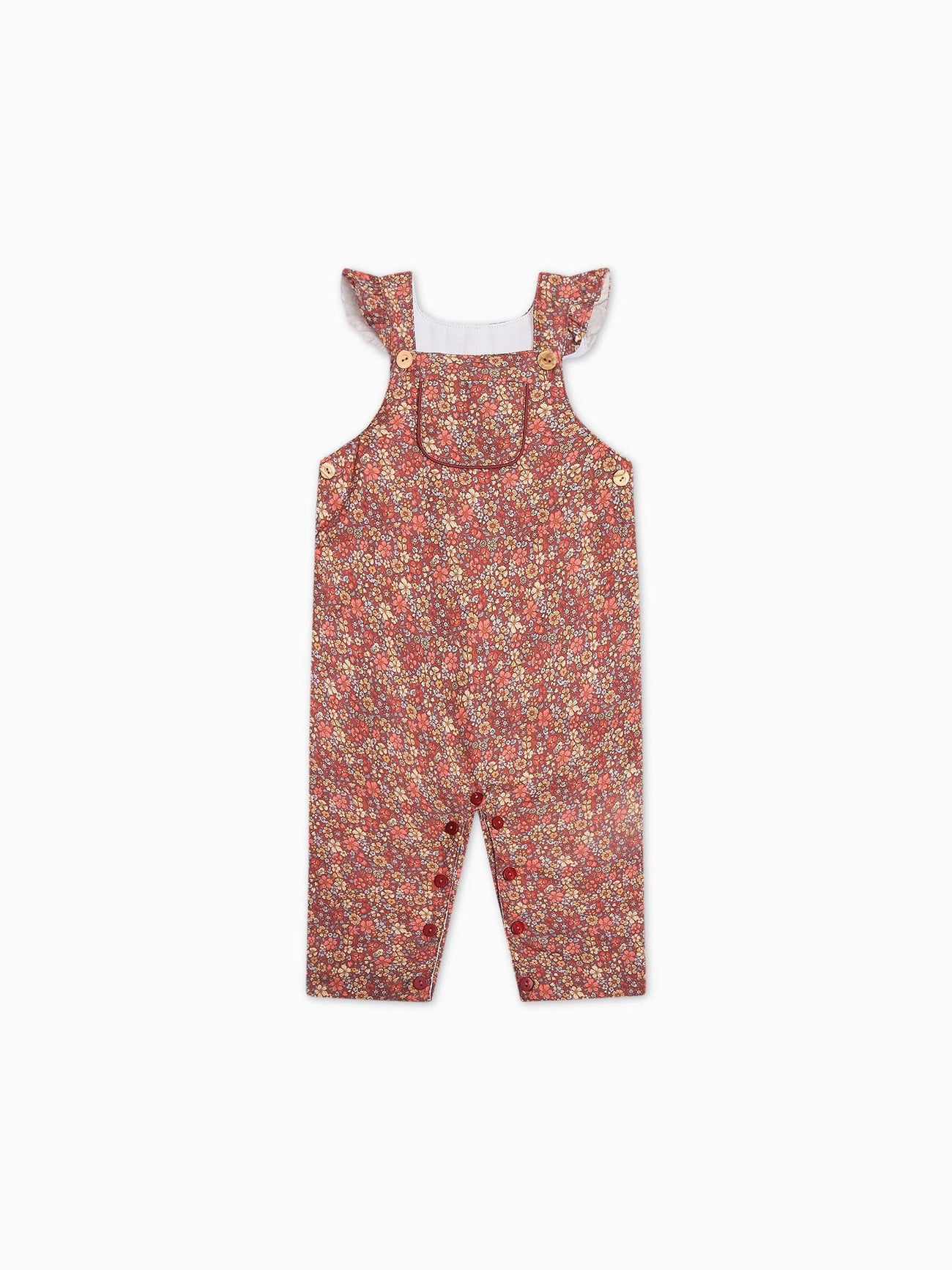 Terracotta Floral Delphina Baby Girl Dungarees