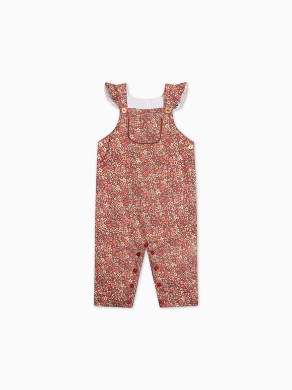 Terracotta Floral Delphina Baby Girl Dungarees