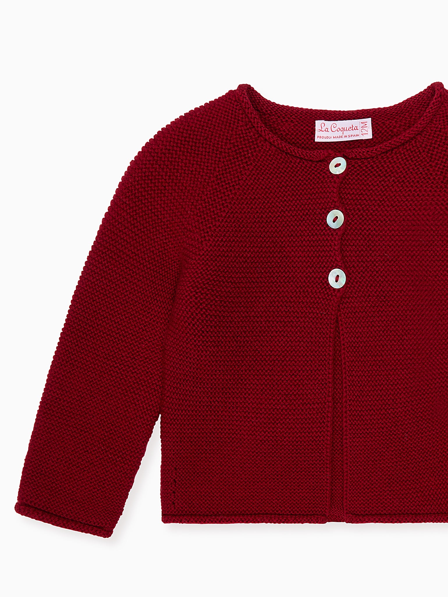 Burgundy Denia Merino Baby Cardigan