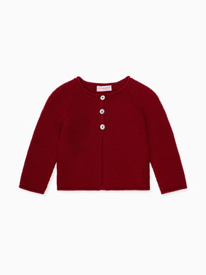 Burgundy Denia Merino Baby Cardigan
