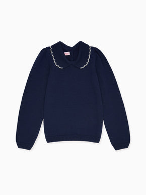 Navy Diana Merino Girl Jumper