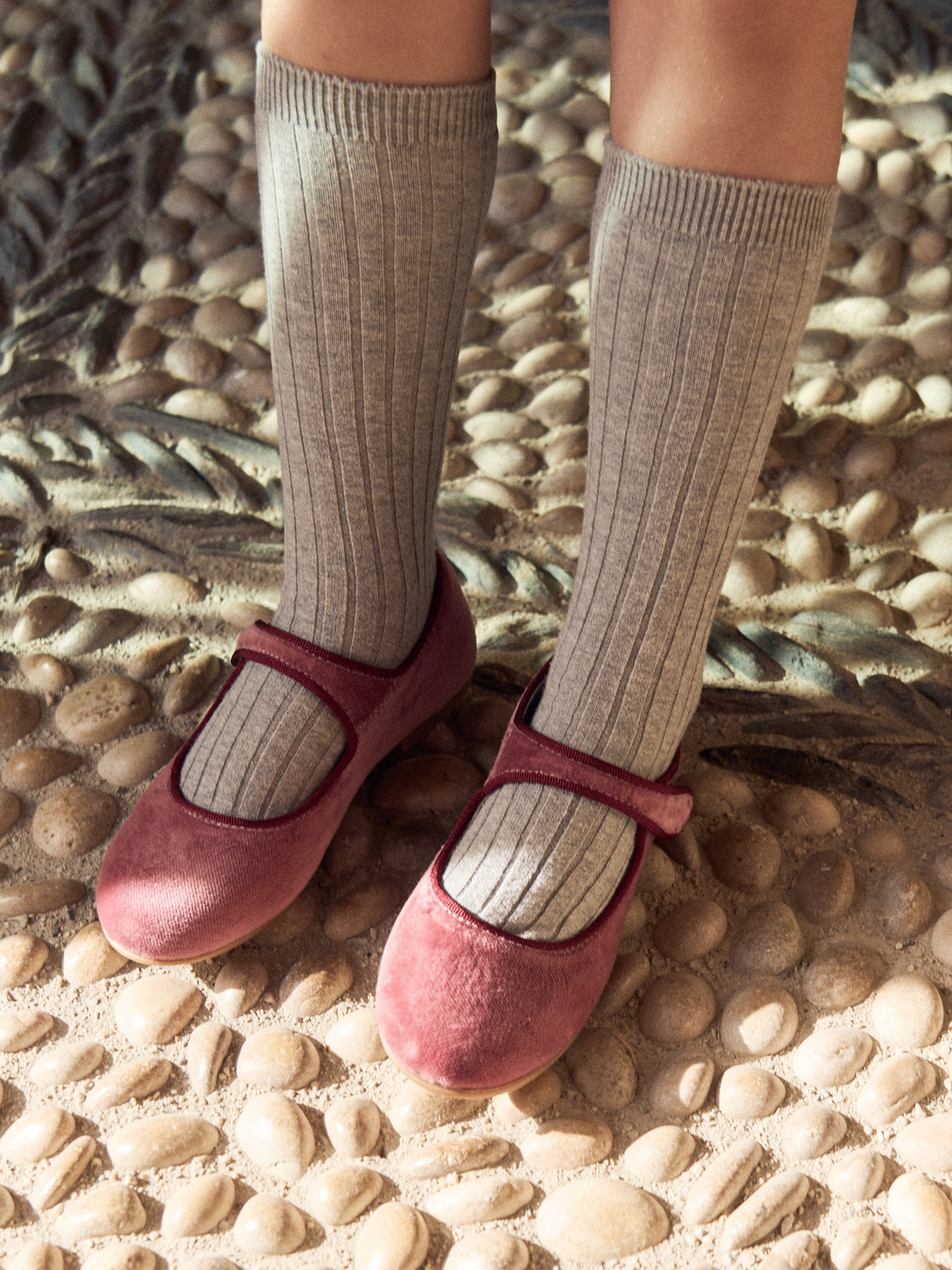 Dusty Pink Velvet Girl Mary Jane Shoes