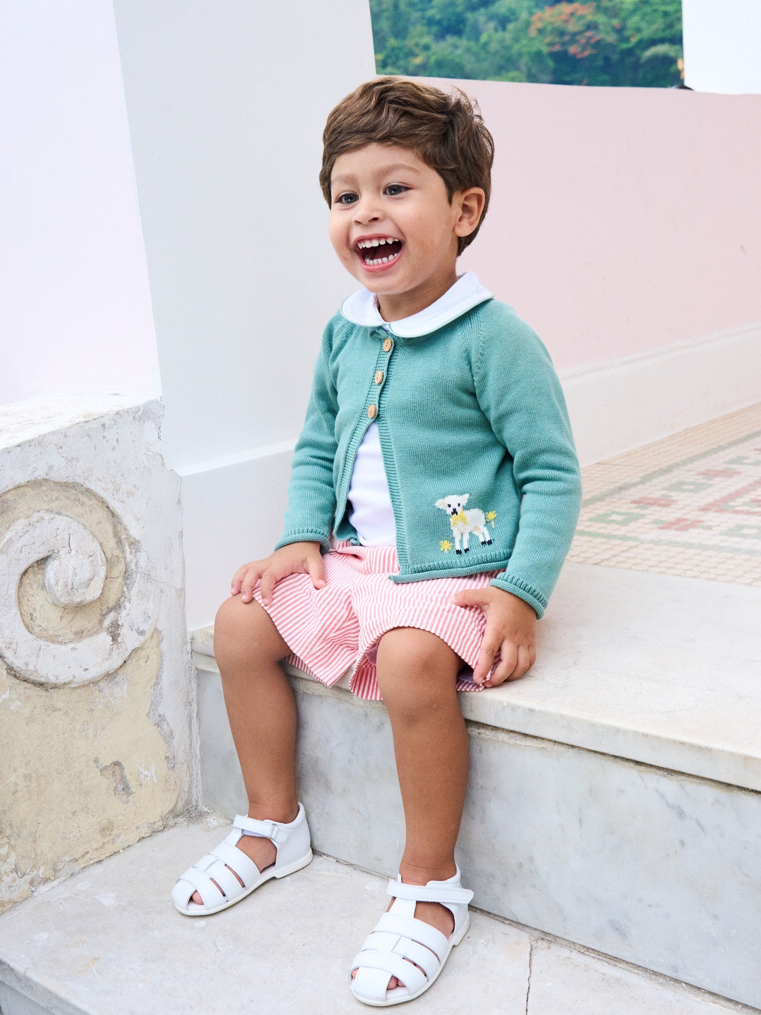 Sage Green Eden Cotton Baby Cardigan