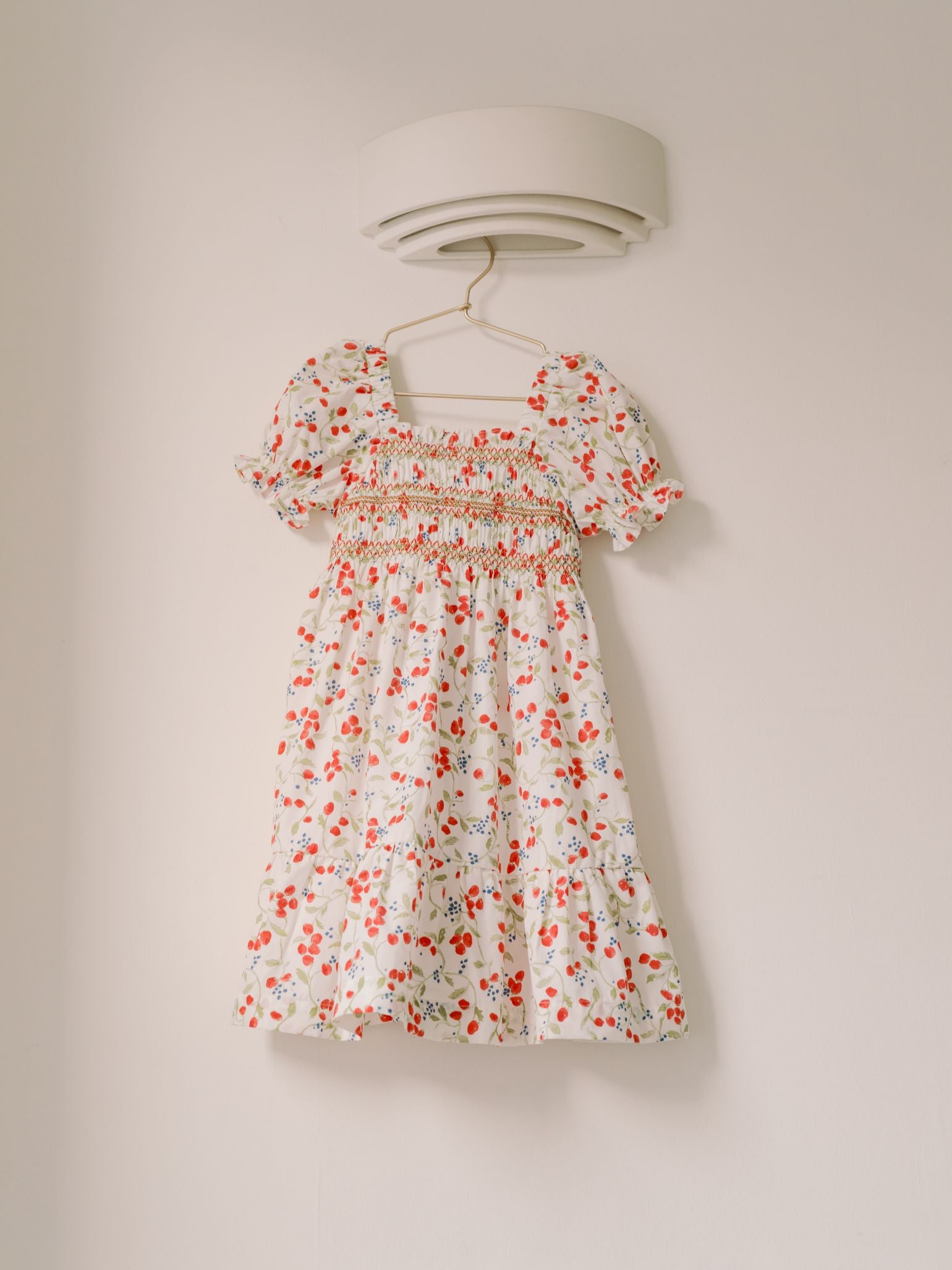 Strawberry Floral Elara Girl Hand-Smocked Dress