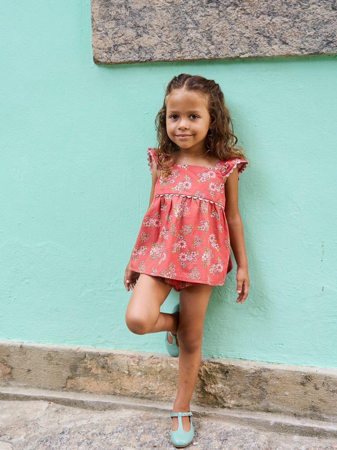 Red Floral Elicia Baby Girl Summer Set