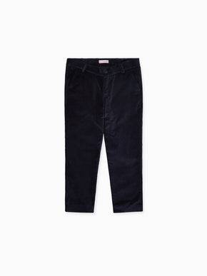 Navy Elio Velvet Boy Chinos