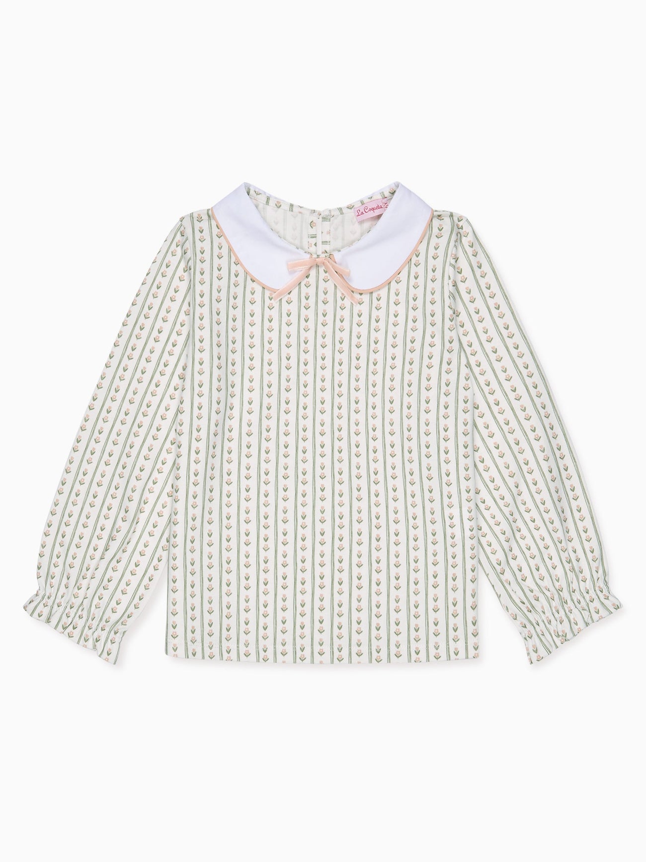 Sage Stripe Elisia Long Sleeve Girl Top