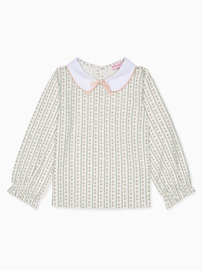 Sage Stripe Elisia Long Sleeve Girl Top