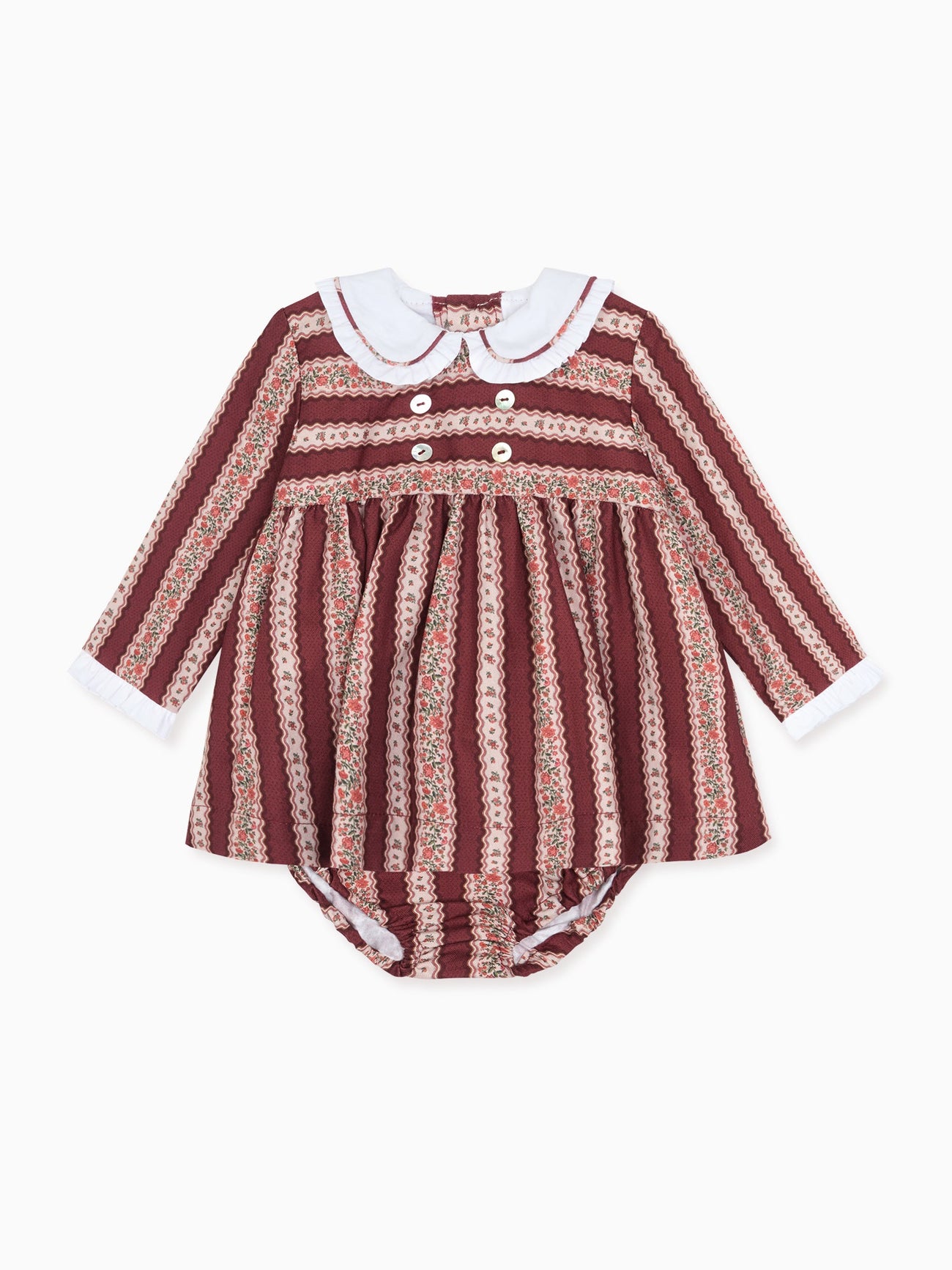 Burgundy Floral Stripe Eliza Baby Girl Set