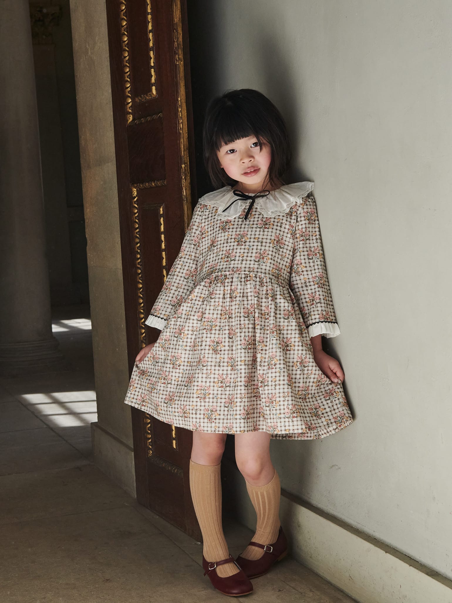 Charcoal Gingham Eliza Girl Dress