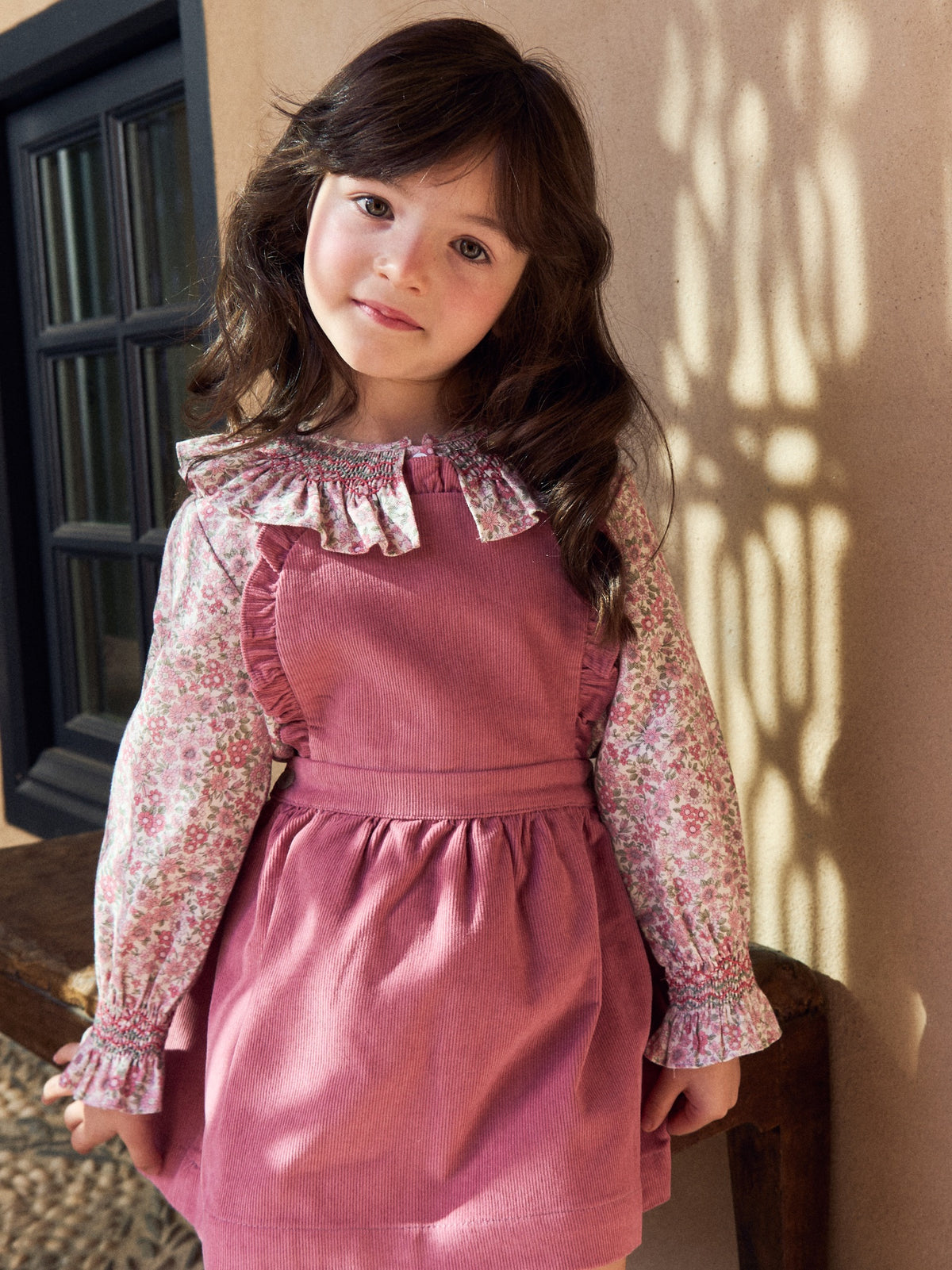 Dark Pink Alexa Corduroy Girl Pinafore Skirt