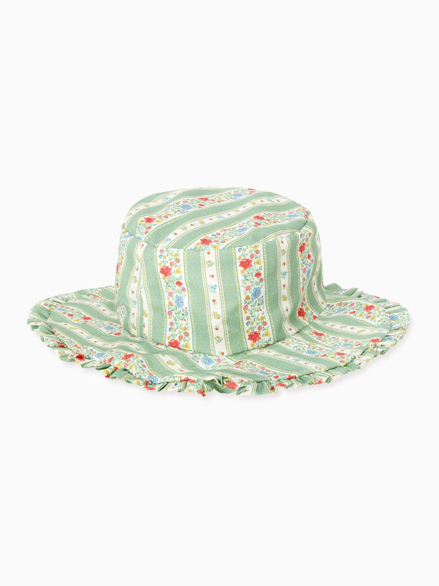 Sage Floral Stripe Emilia Girl Hat