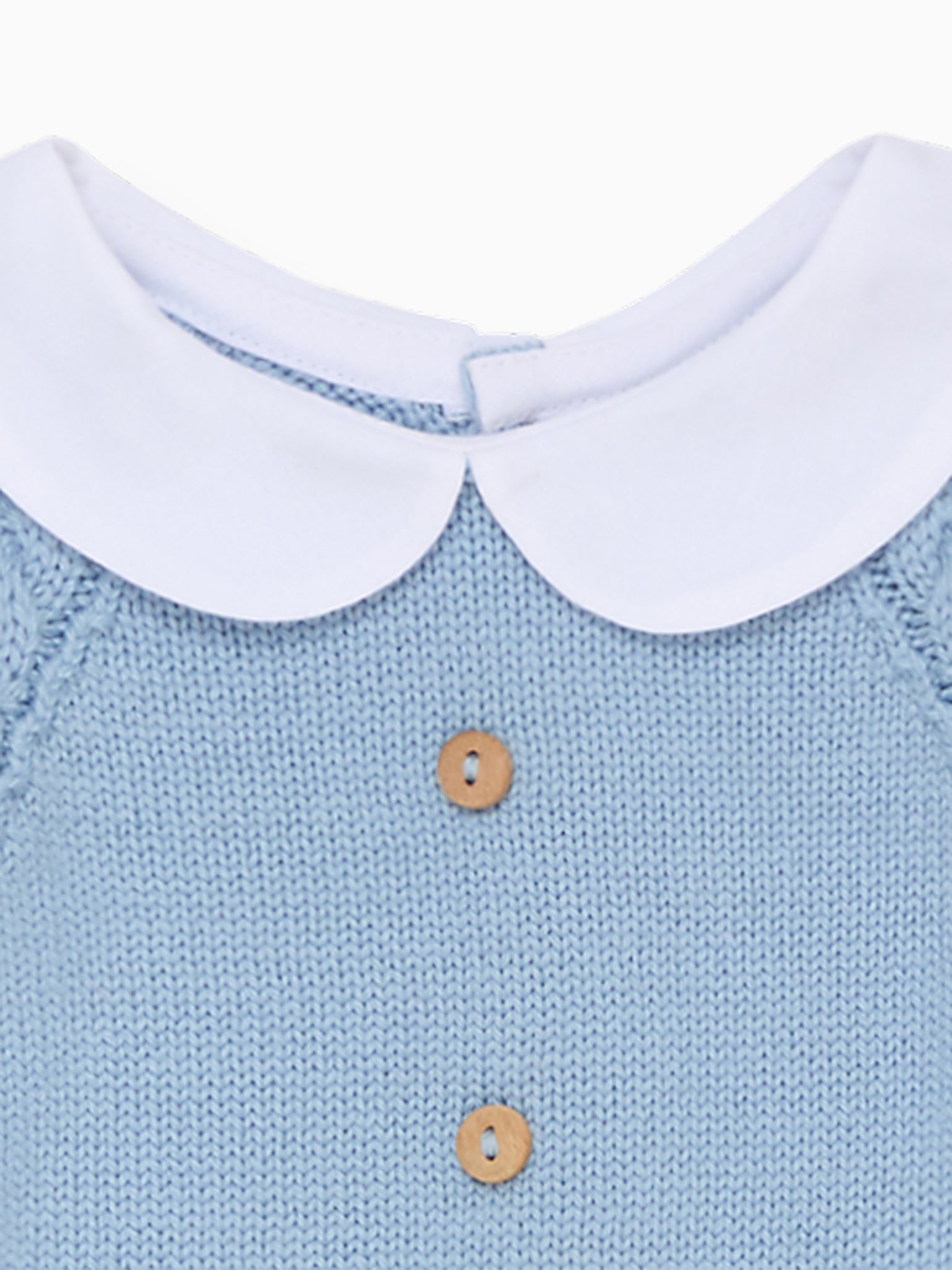 Dusty Blue Emilio Merino Baby Knitted Playsuit