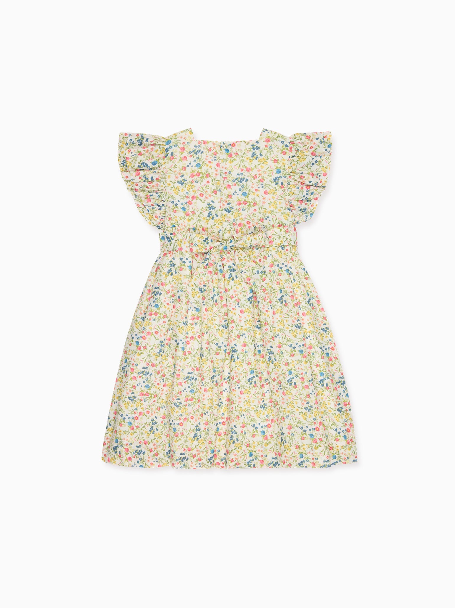 Ivory Floral Estefana Girl Hand-Smocked Dress