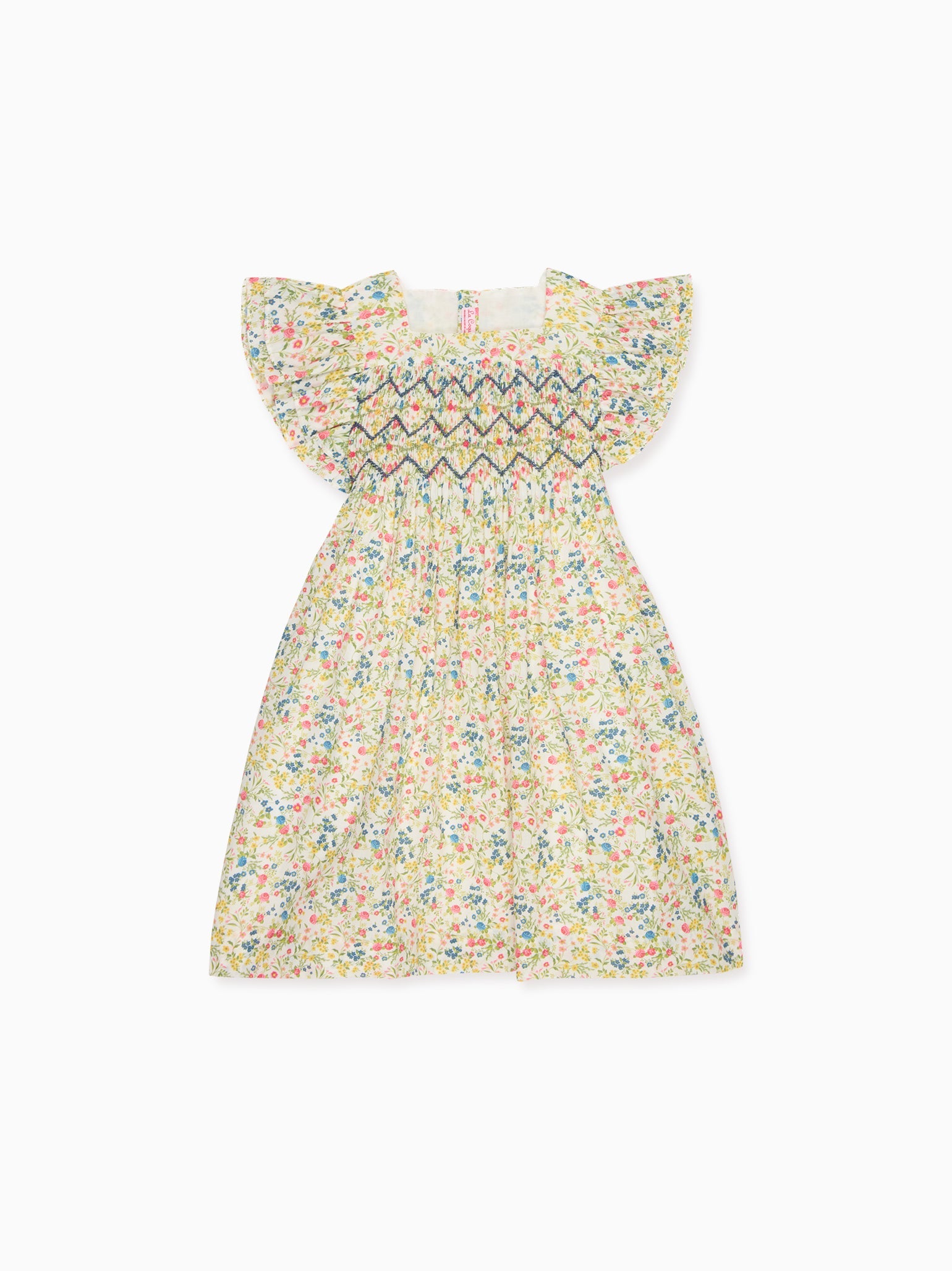 Ivory Floral Estefana Girl Hand-Smocked Dress