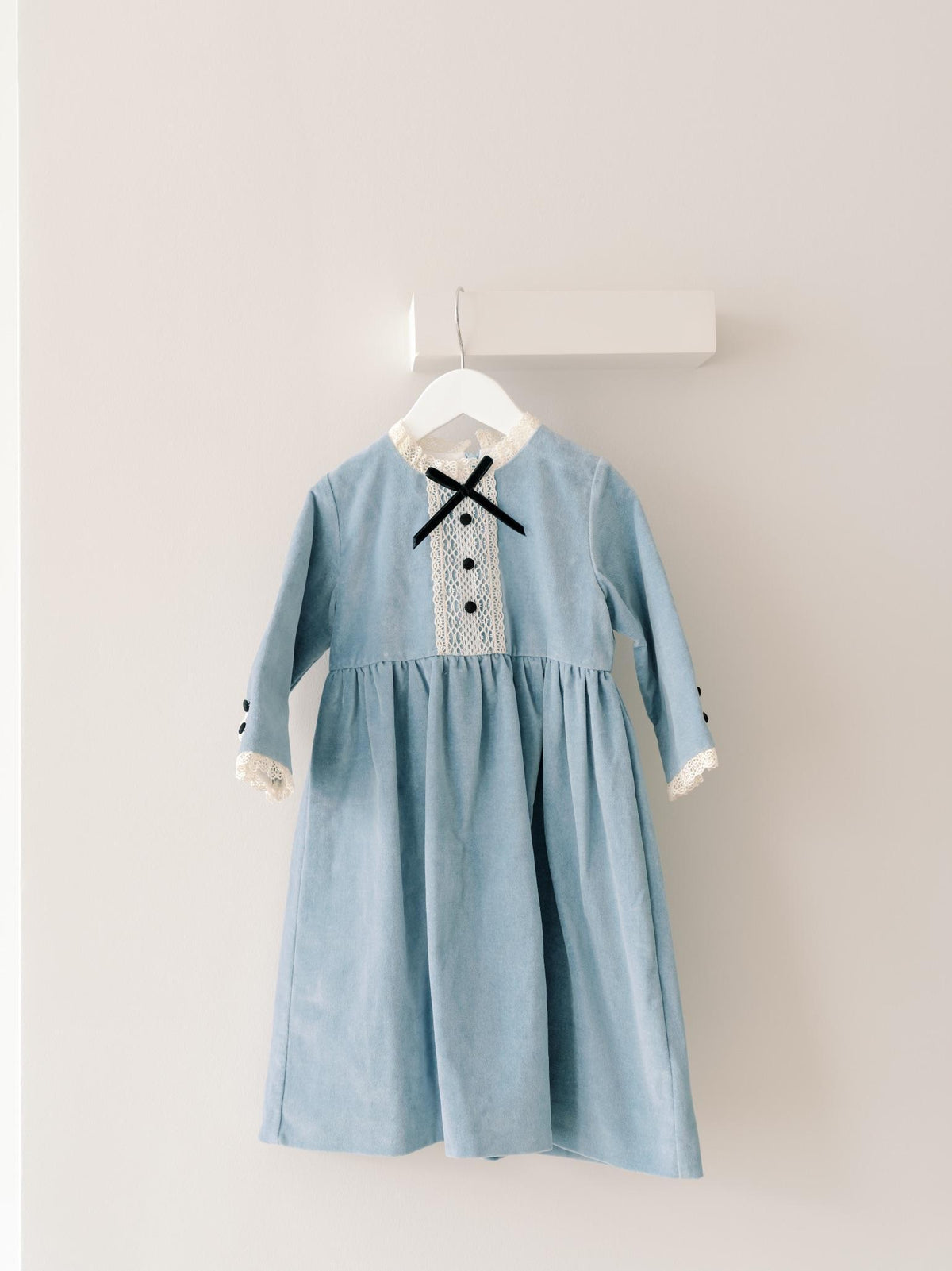 Dusty Blue Esther Velvet Girl Dress