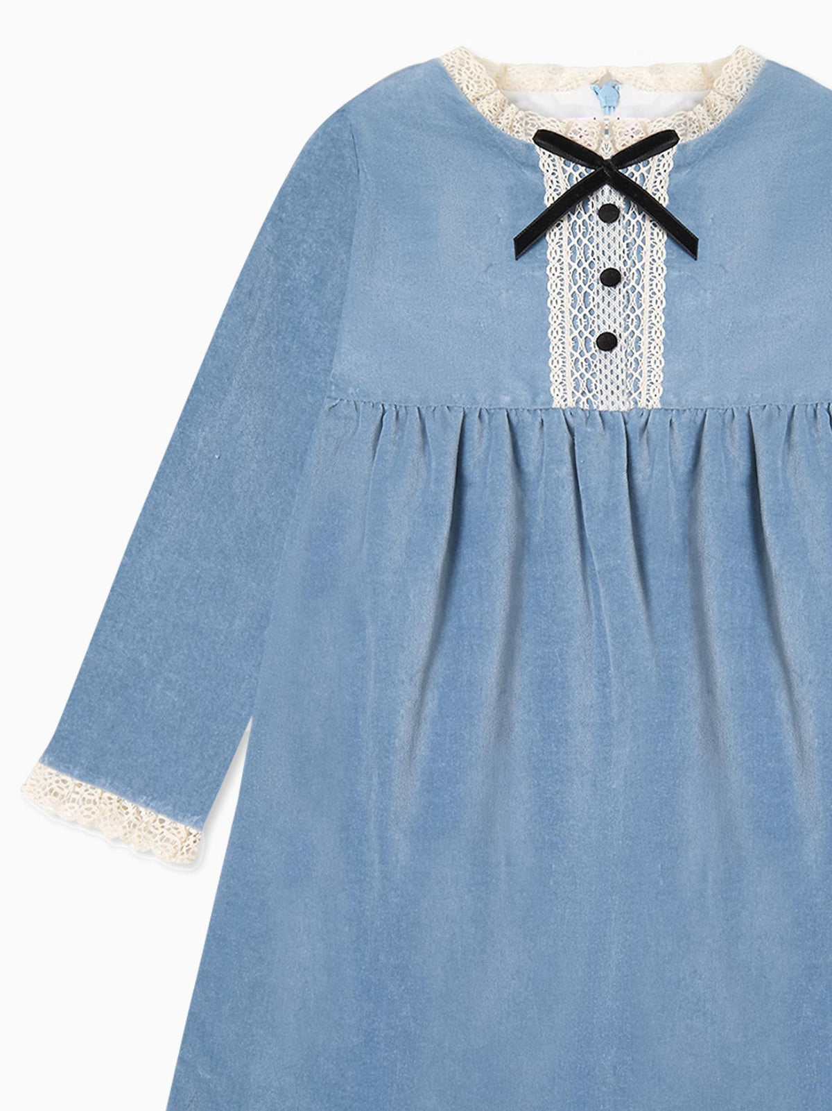 Dusty Blue Esther Velvet Girl Dress