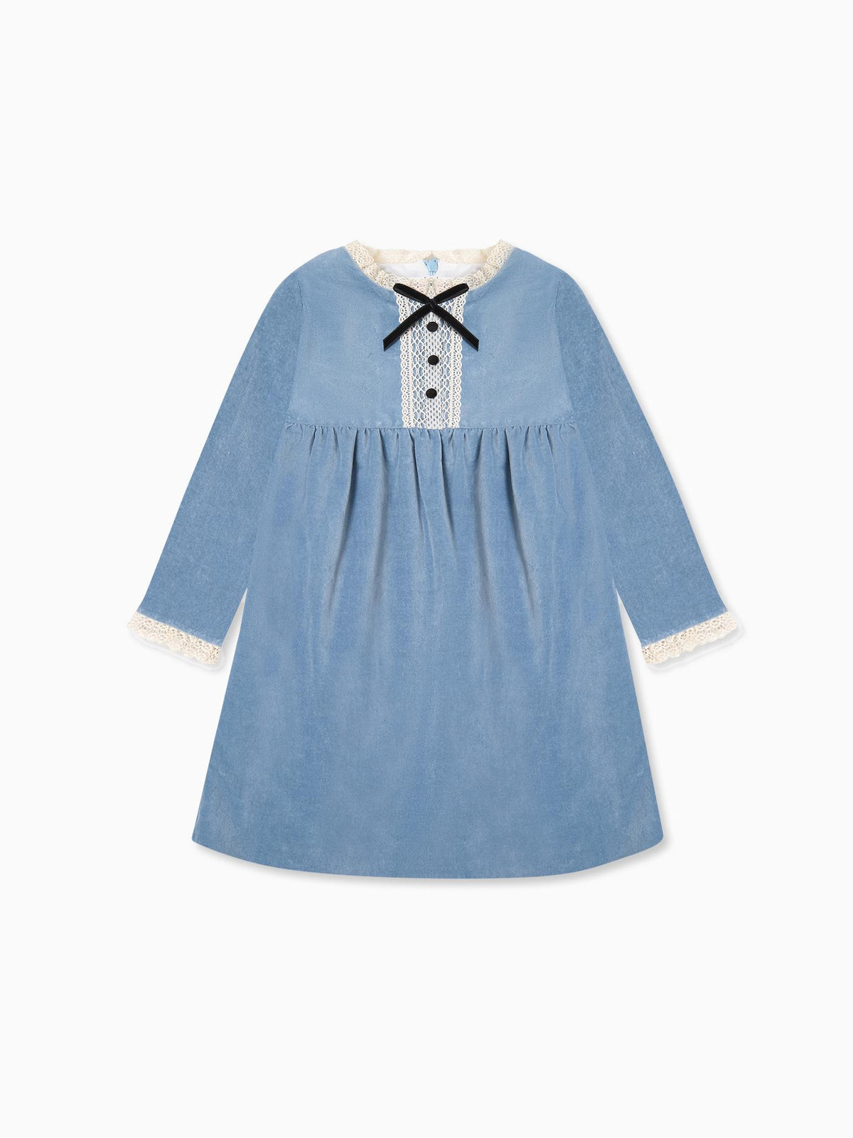 Dusty Blue Esther Velvet Girl Dress