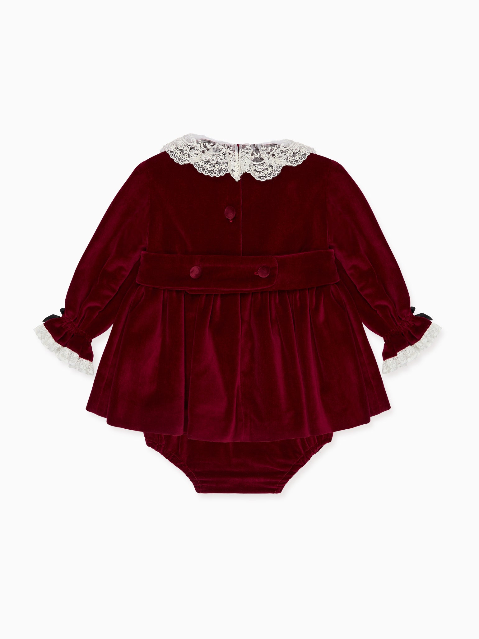 Burgundy Eva Velvet Baby Girl Set