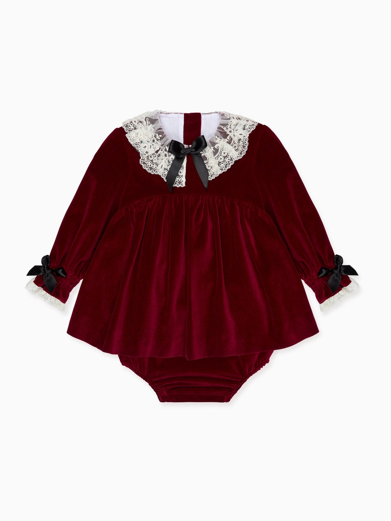 Burgundy Eva Velvet Baby Girl Set