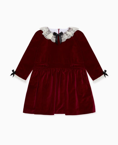 Burgundy Eva Velvet Girl Dress