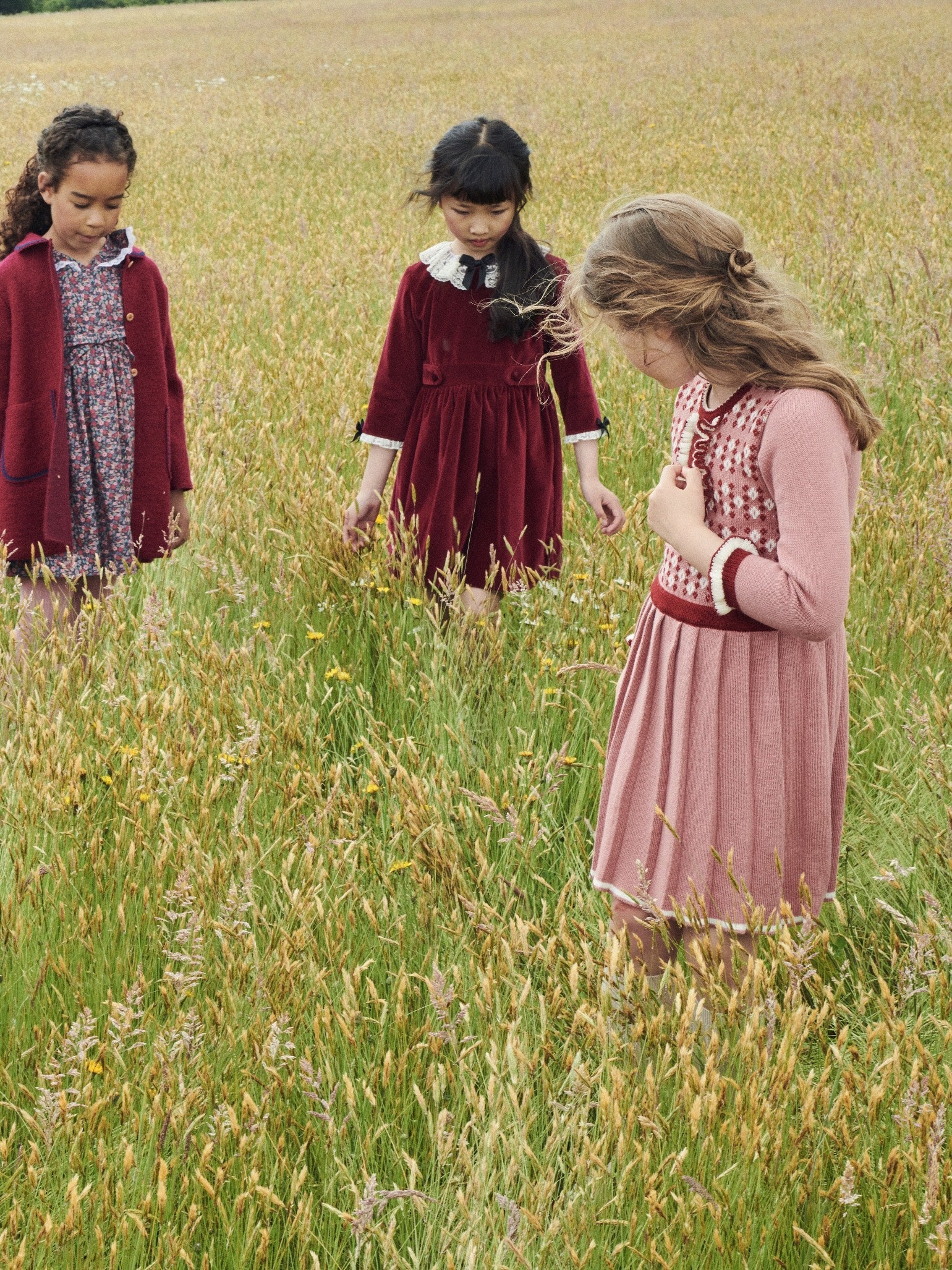 Burgundy Eva Velvet Girl Dress