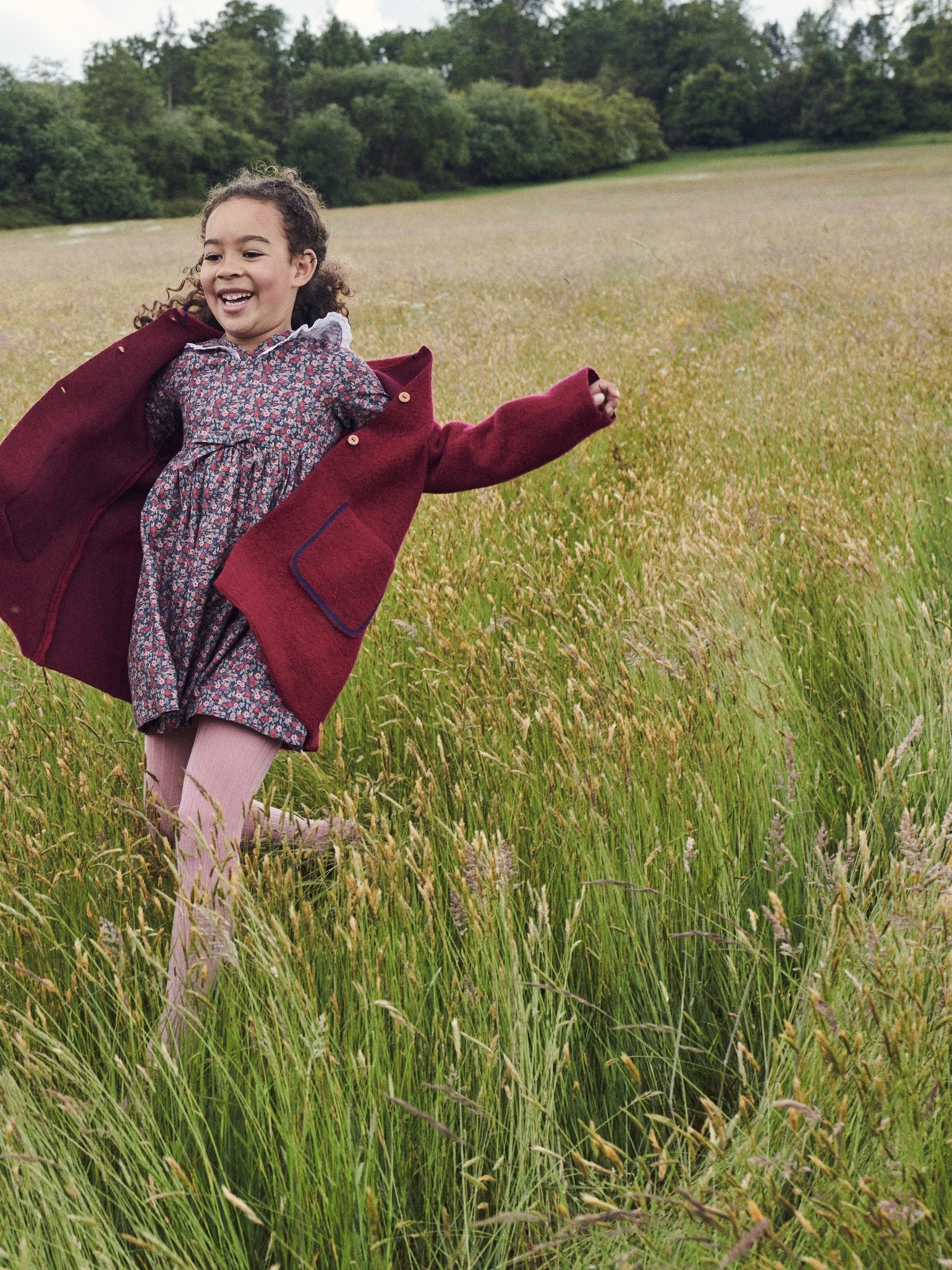 Navy Floral Camile Girl Dress