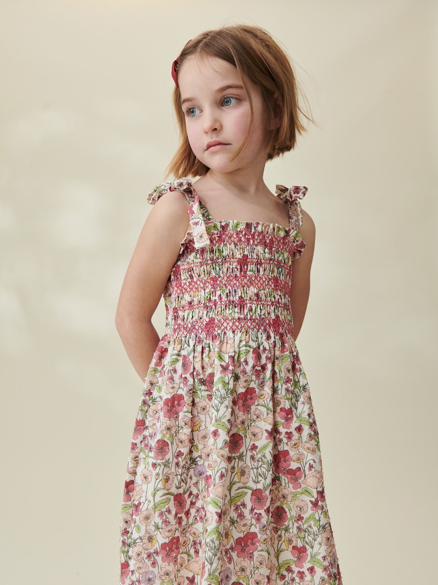 Pink Poppies Evelia Girl Smock Dress