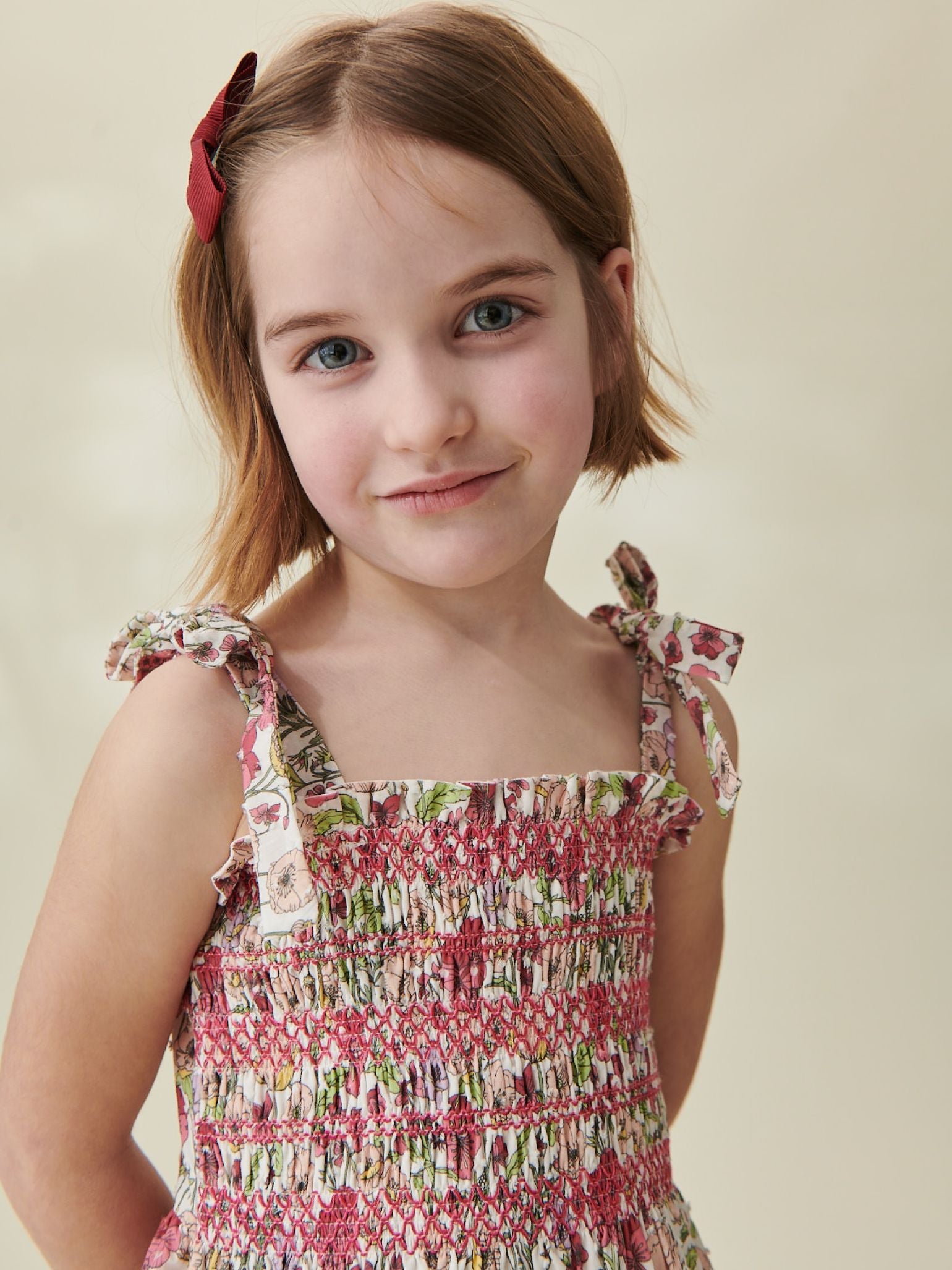 Pink Poppies Evelia Girl Smock Dress