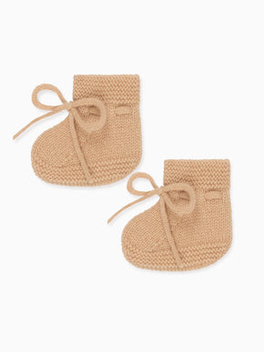 Camel Melange Evita Cashmere Baby Booties