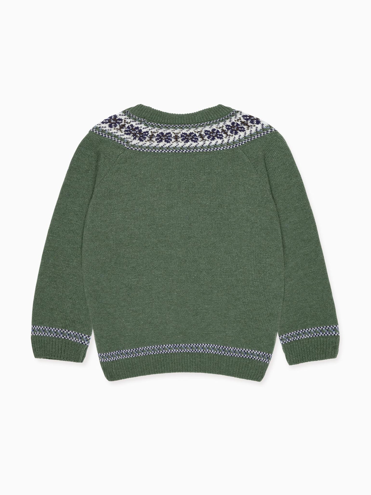 Olive Fair Isle Merino Kids Jumper