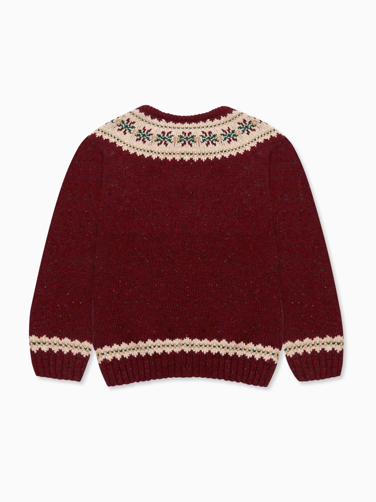 Burgundy Fair Isle Merino Kids Jumper