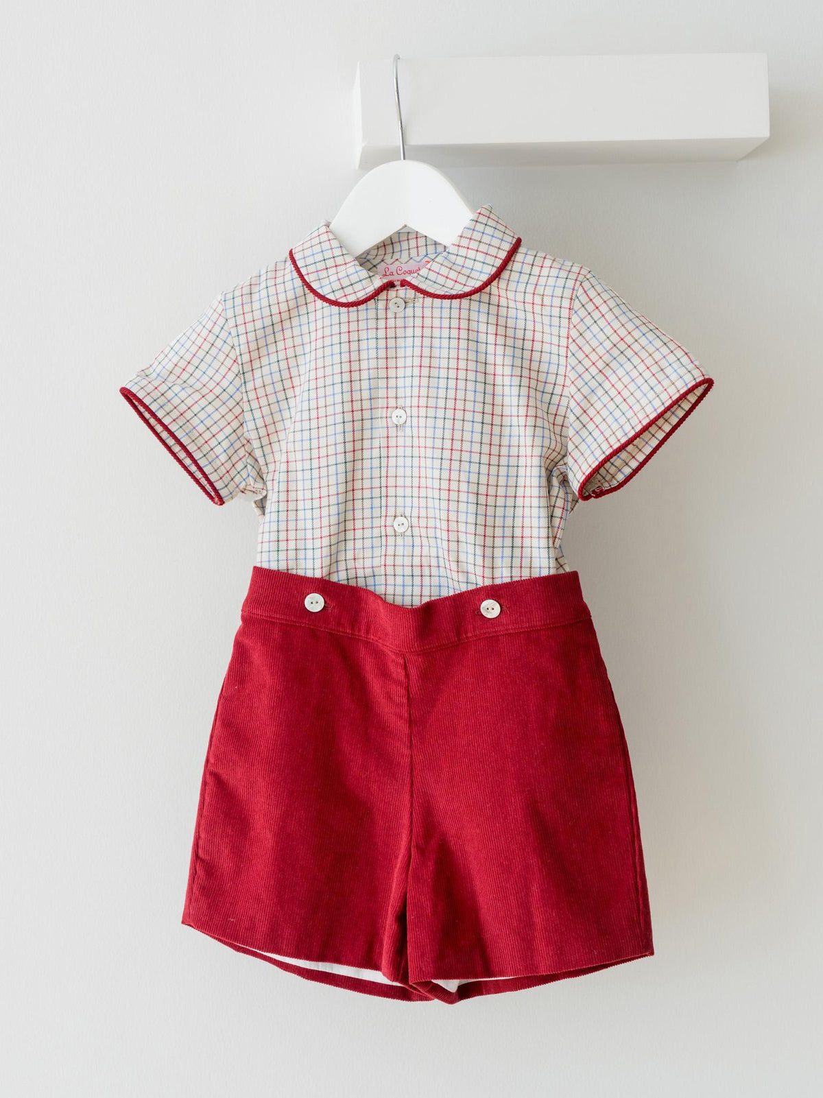 Burgundy Check Fantino Baby Boy Set