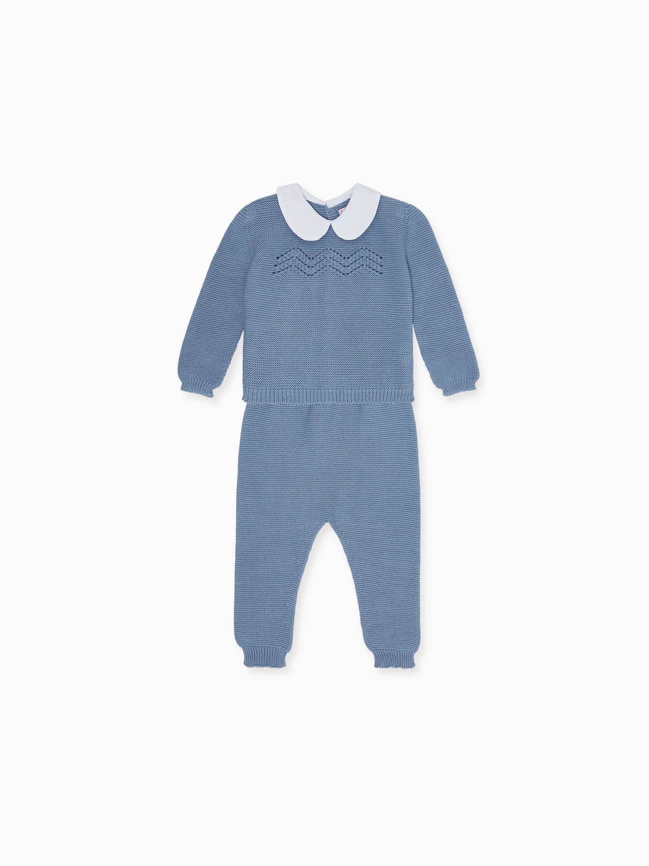 Dusty Blue Felice Cotton Knitted Baby Set