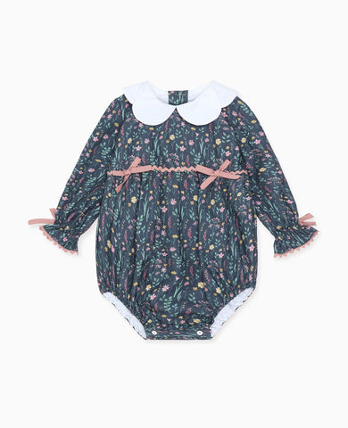 Navy Floral Felicita Baby Girl Romper