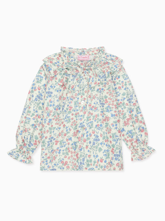 Cherry Floral Felixa Long Sleeve Baby Girl Shirt