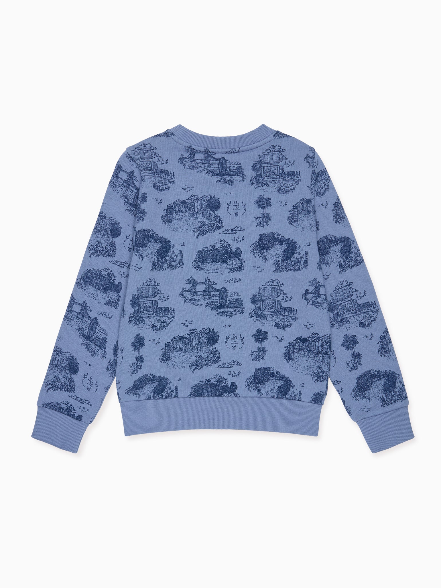 Blue Toile De Jouy Filia Long Sleeve Girl Sweatshirt