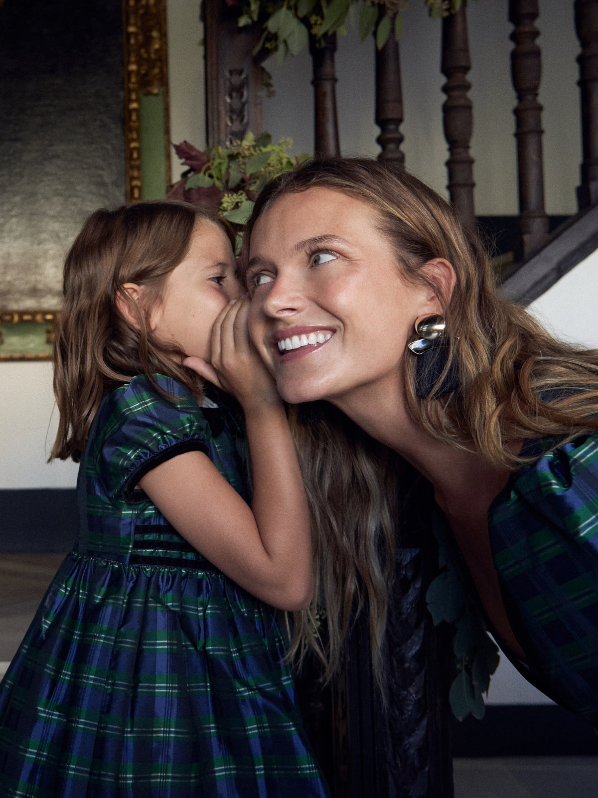 Navy Check Valentina Taffeta Girl Dress