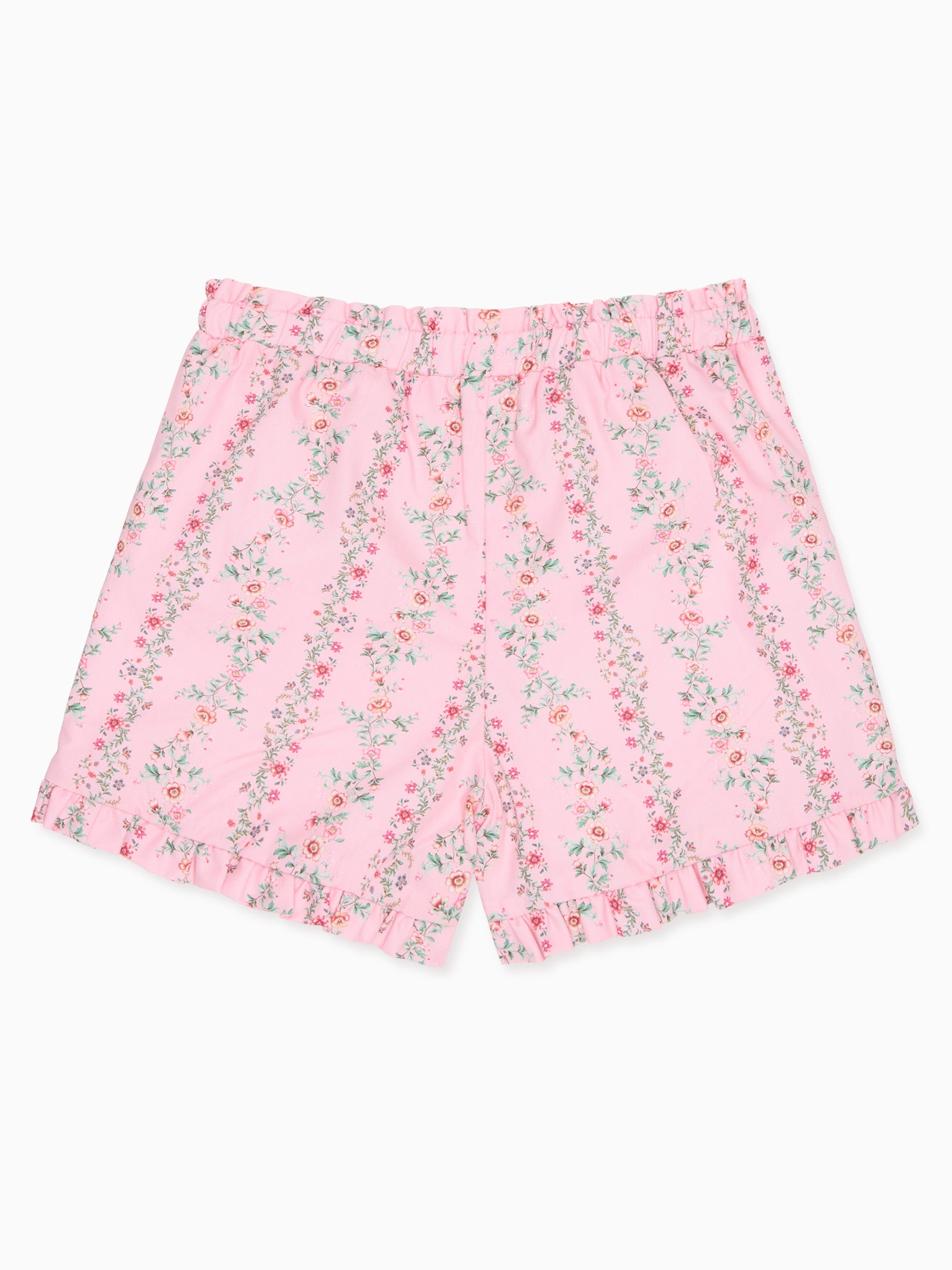 Pink Garland Trellis Flores Cotton Girl Shorts