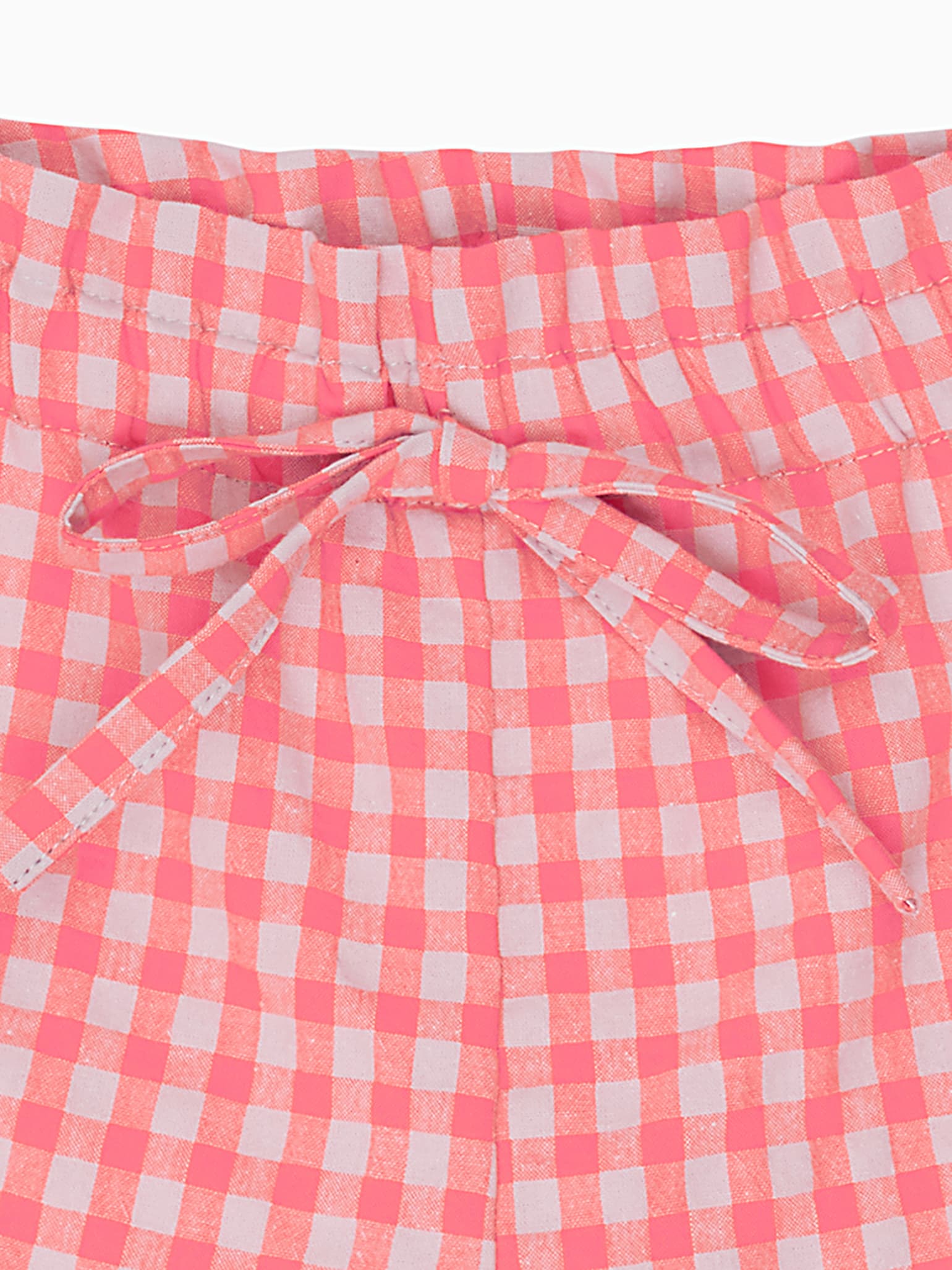 Pink Gingham Flores Girl Cotton Shorts