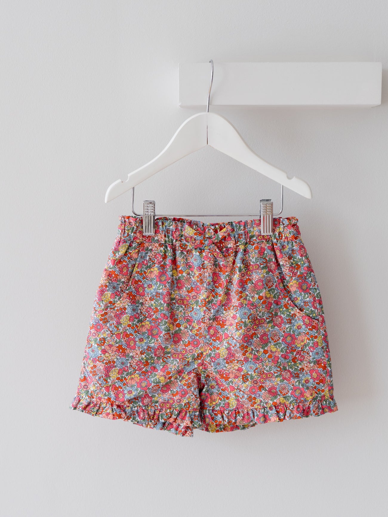 Coral Floral Flores Cotton Girl Made With Liberty Fabric Shorts