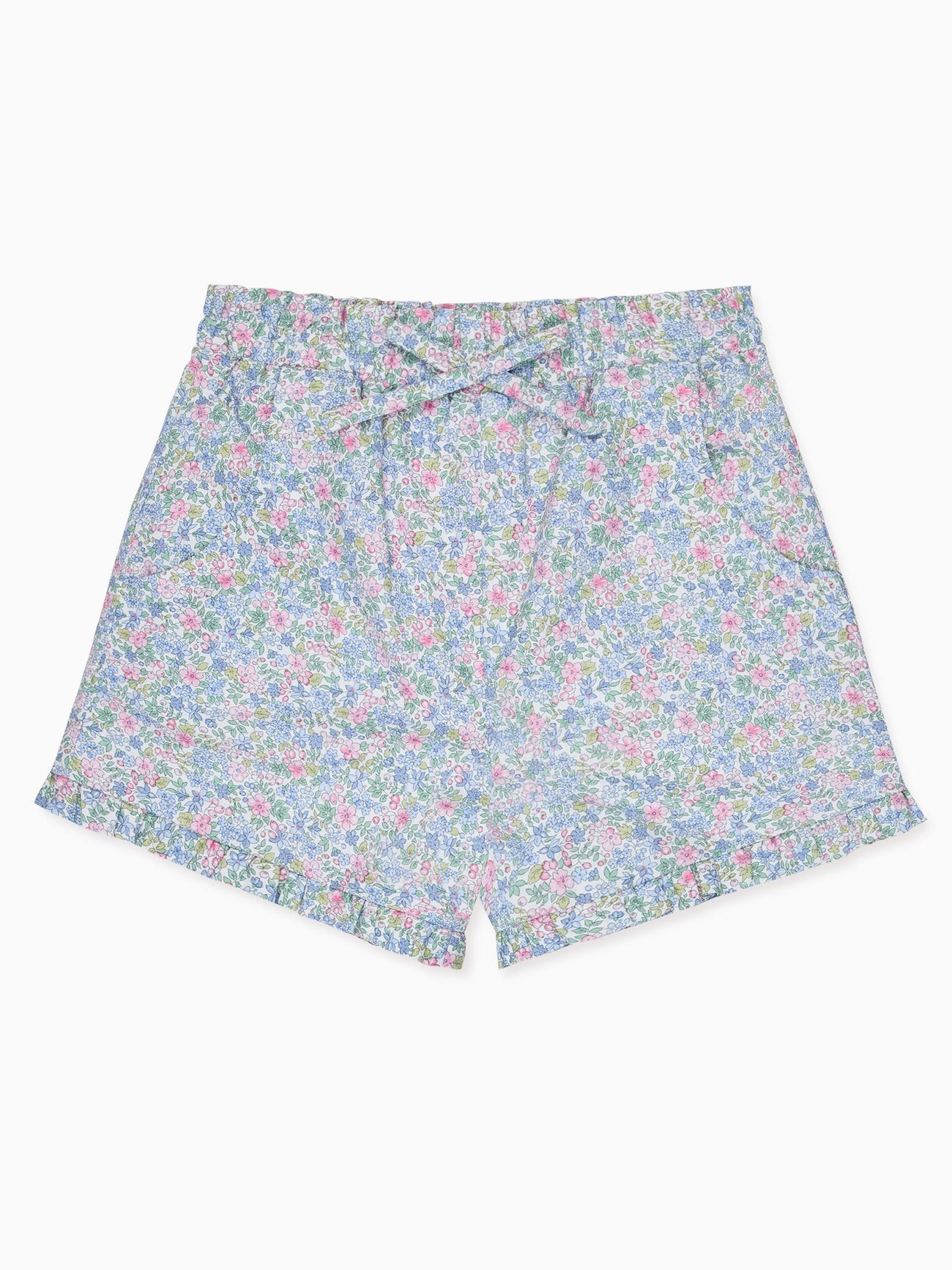 Light Blue Floral Flores Cotton Girl Shorts