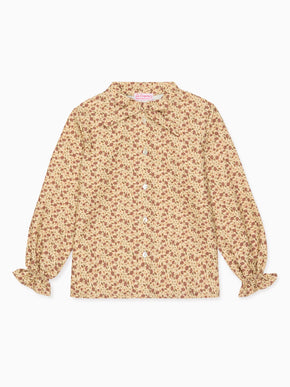 Caramel Floral Floriana Girl Long Sleeve Shirt
