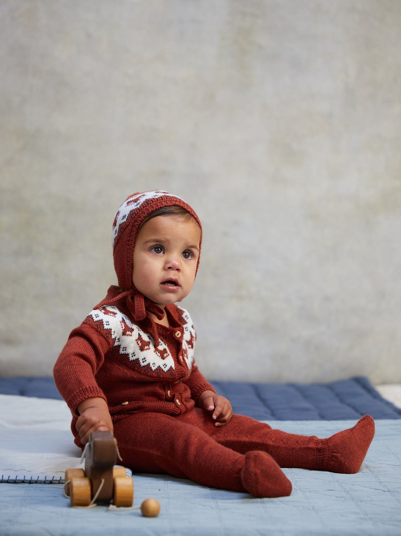 Terracotta Fonda Intarsia Merino Baby Set