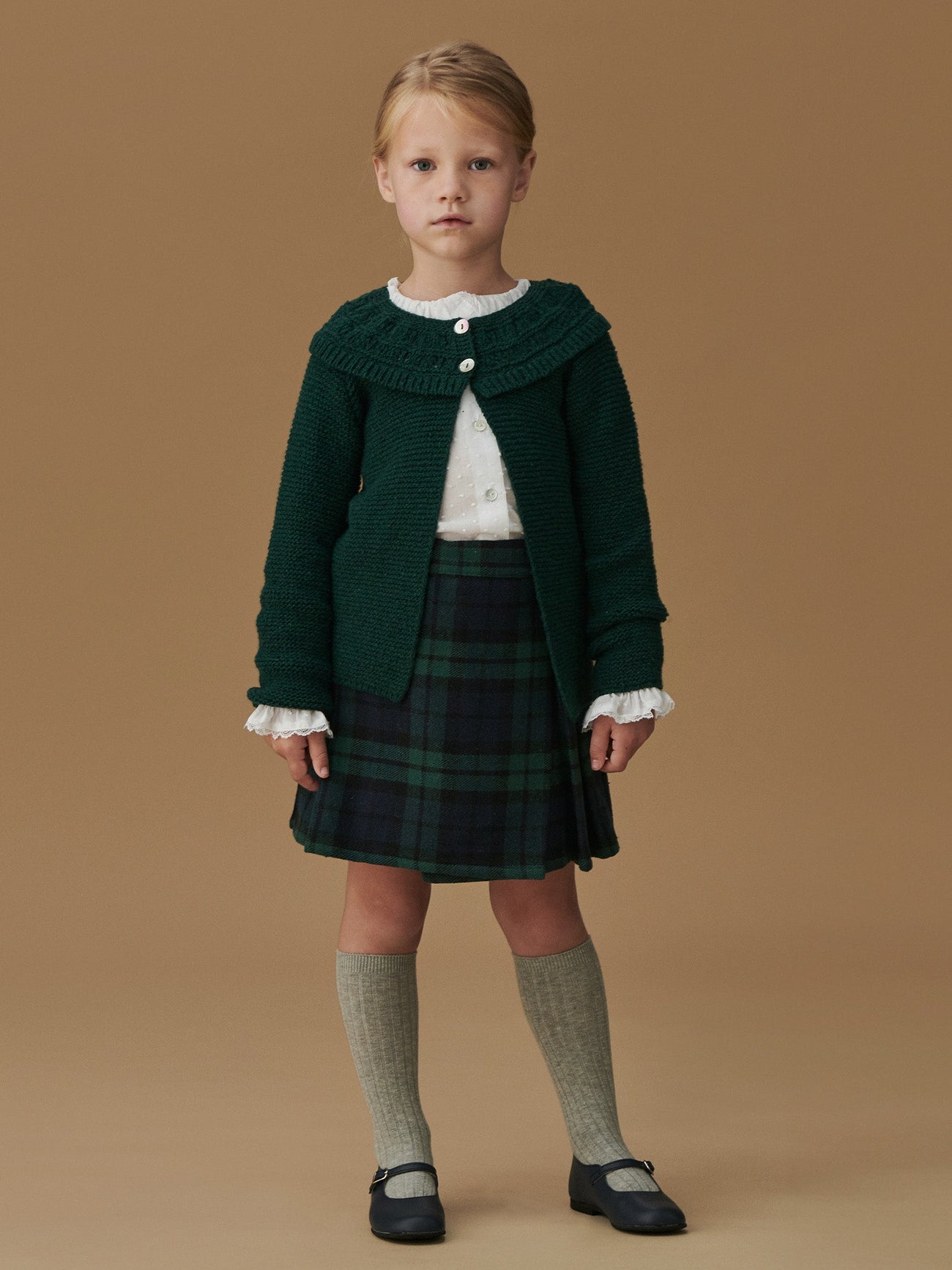 Forest Green Baena Merino Girl Cardigan