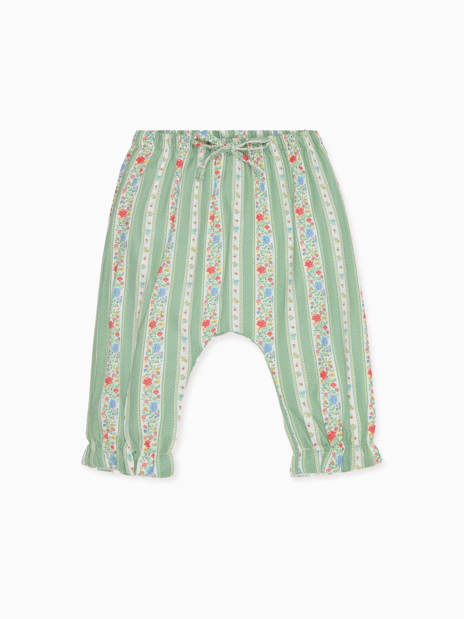 Sage Floral Stripe Forna Baby Girl Trousers