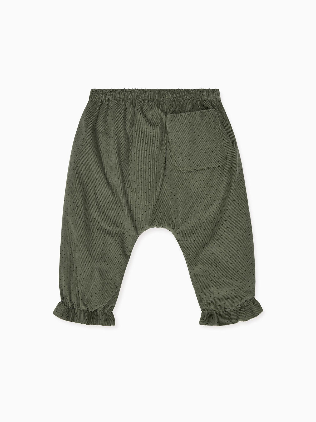 Olive Polka Dot Forna Corduroy Baby Girl Trousers