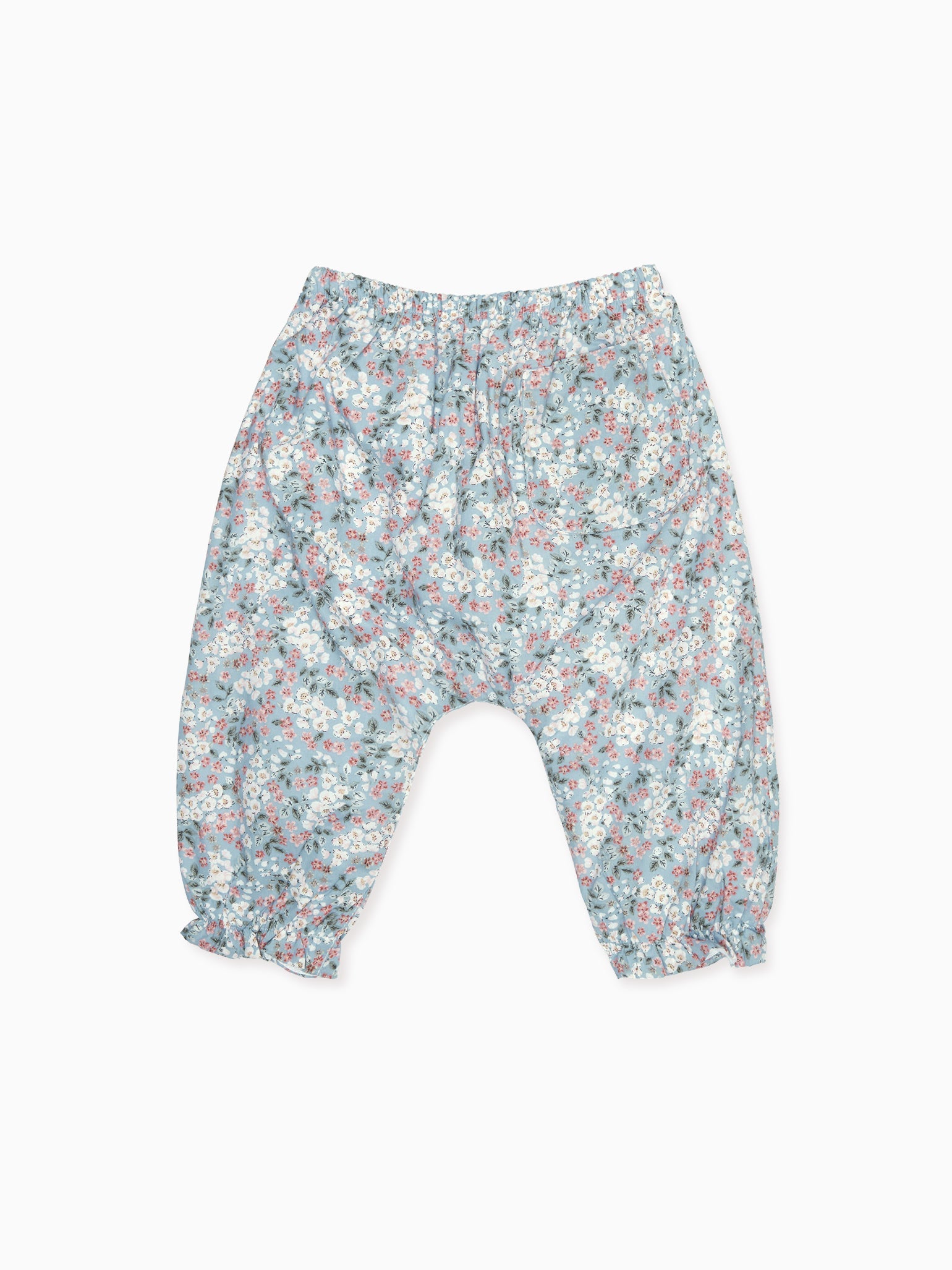 Light Blue Floral Forna Cotton Baby Girl Trousers