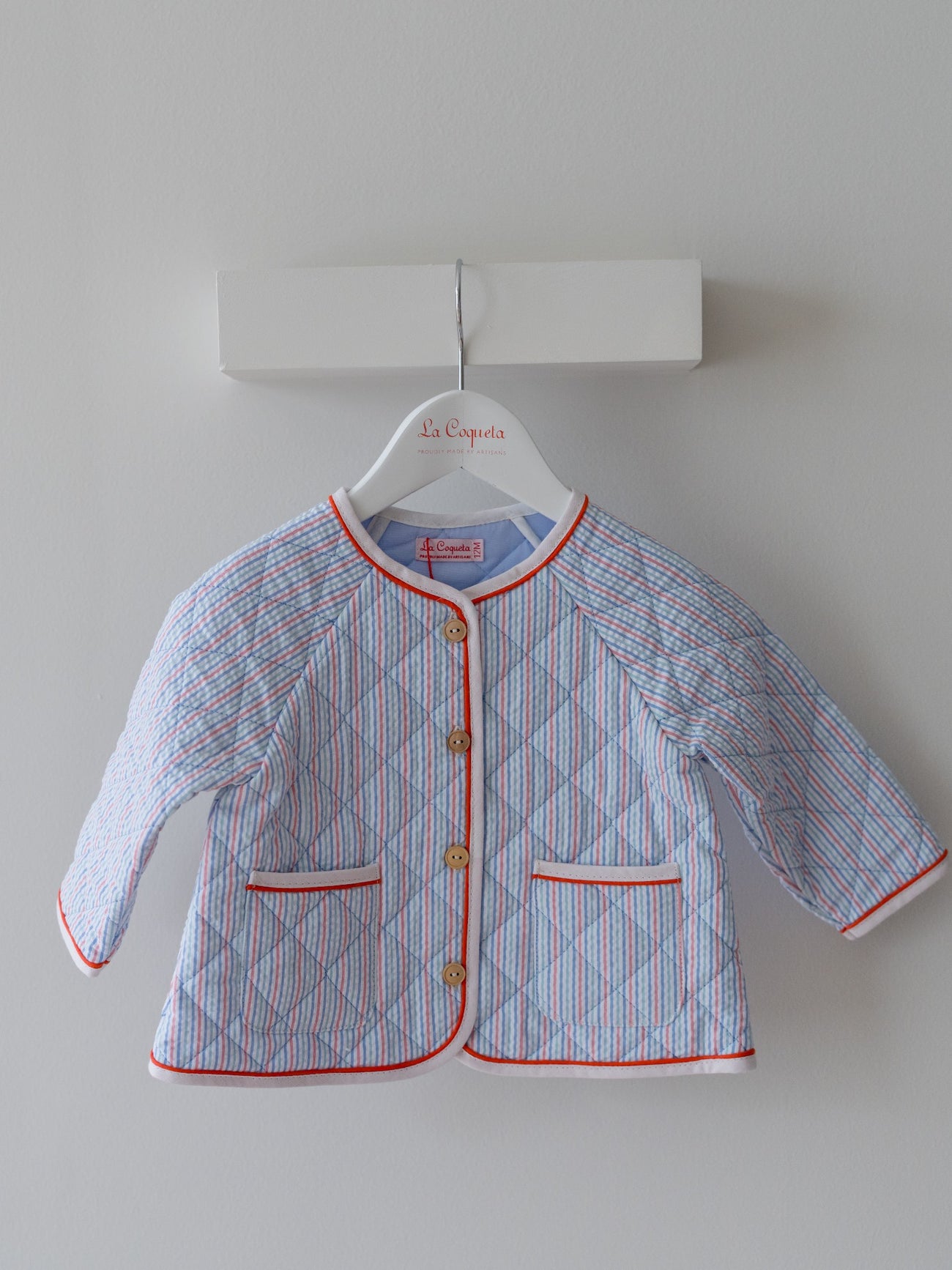 Coral Stripe Frances Baby Jacket