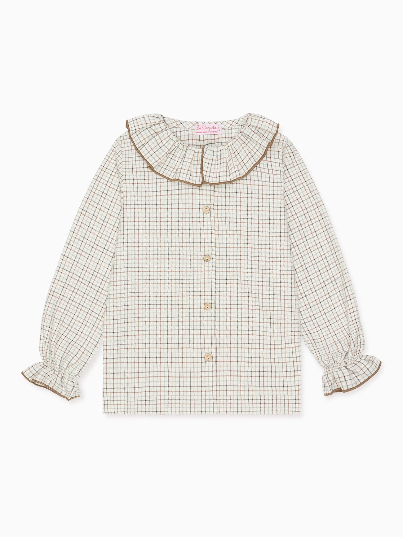 Caramel Check Francisca Girl Long Sleeve Shirt